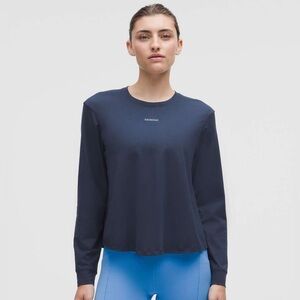 Lululemon Pace Crush Cross-Back UVP Graphic Long Sleeve Club Blue XS NWT